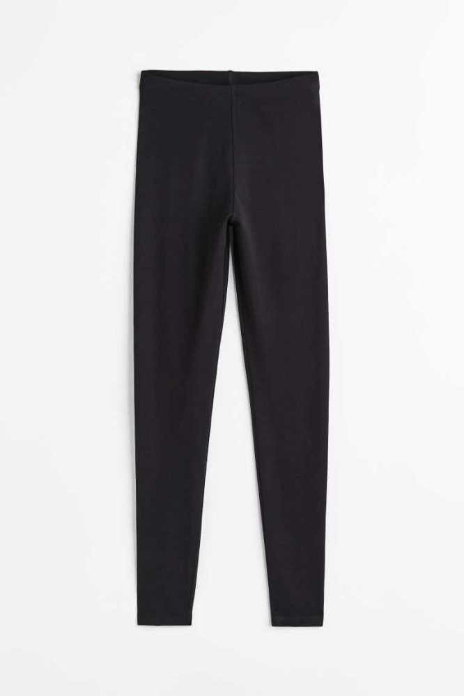 H&M Jersey Leggings Hose Damen Schwarz | 2170-BRMNP