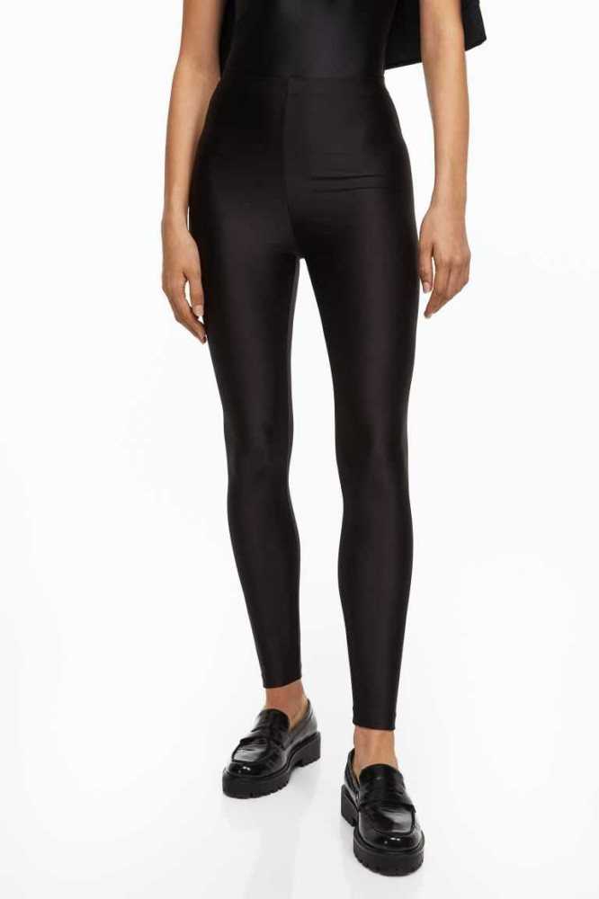 H&M Jersey Leggings Hose Damen Schwarz | 8356-CQSUT