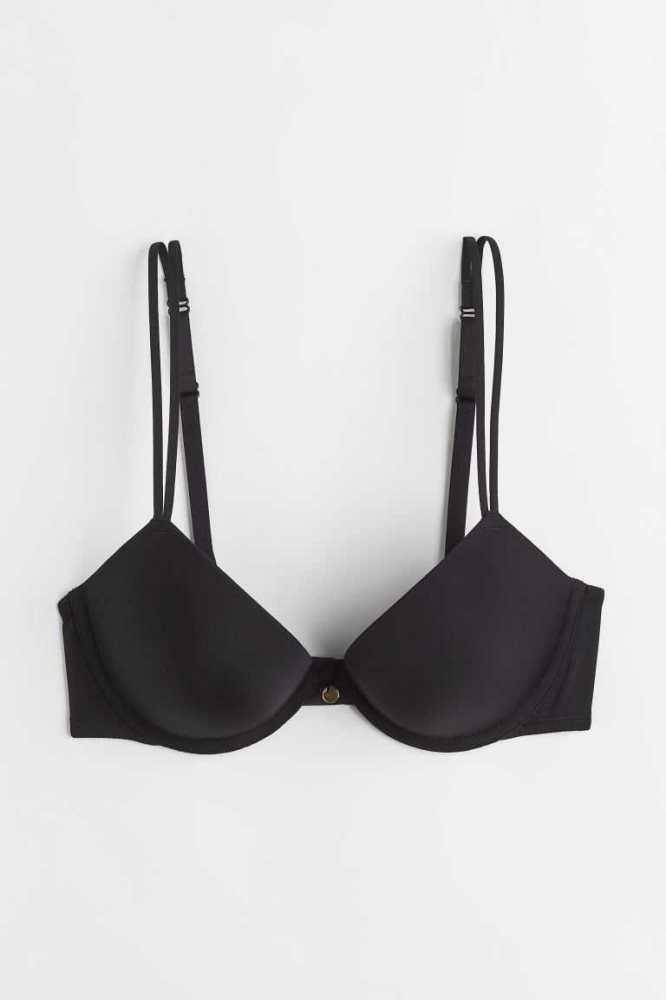 H&M Jersey Push-up Bra Unterwäsche Damen Schwarz | 4083-TLIHX