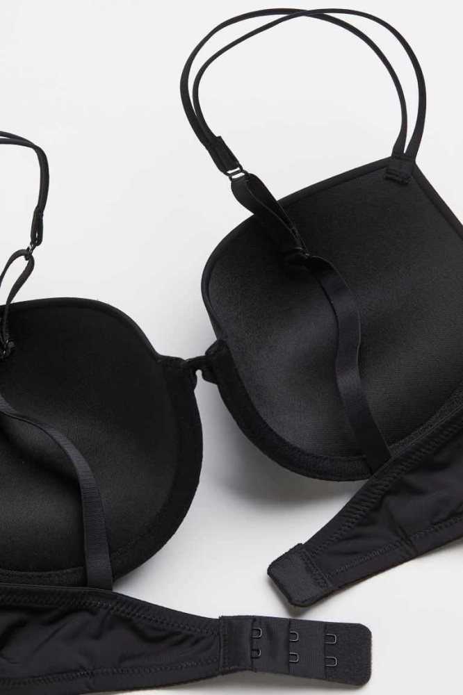 H&M Jersey Push-up Bra Unterwäsche Damen Schwarz | 4083-TLIHX