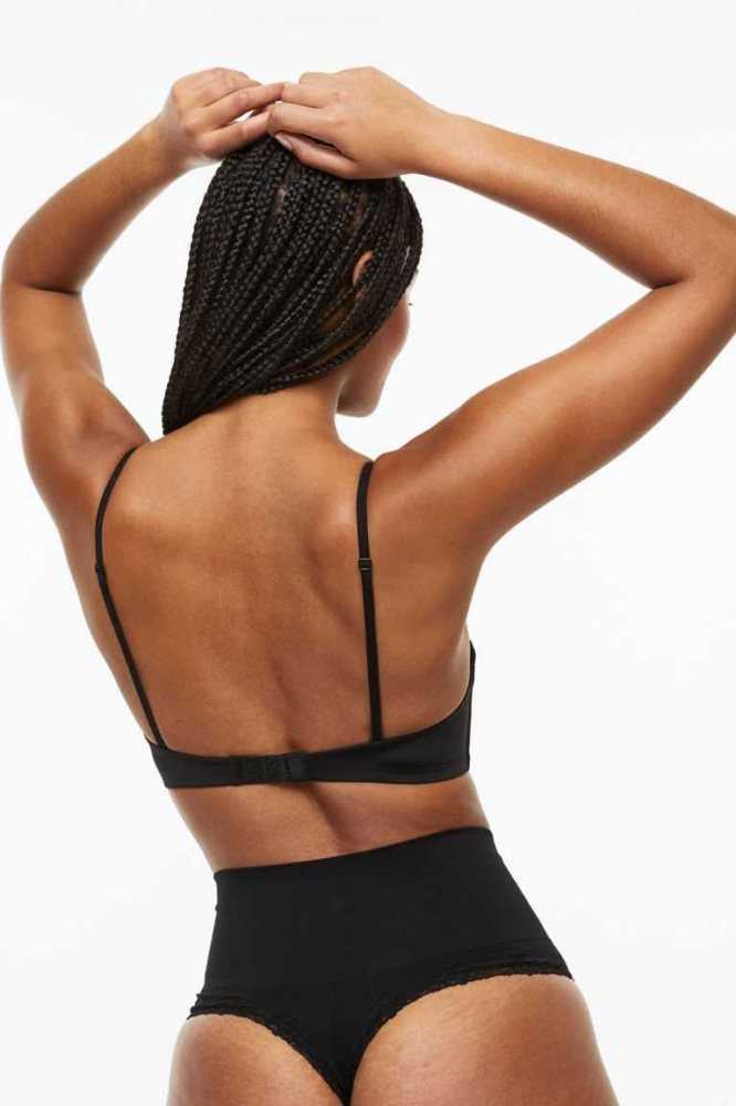 H&M Jersey Push-up Bra Unterwäsche Damen Schwarz | 4693-SDLJB