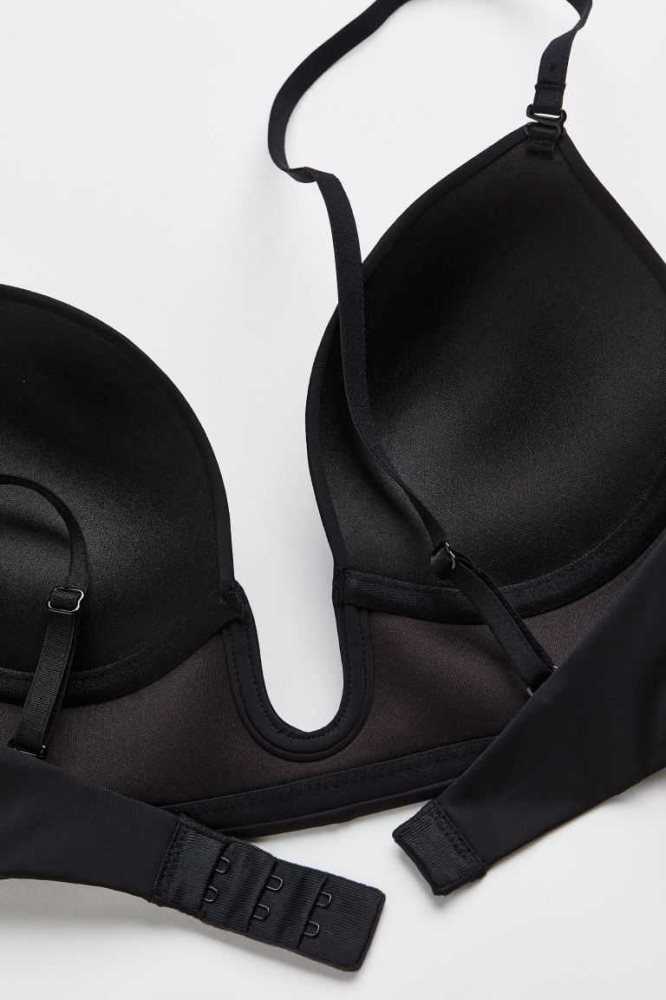 H&M Jersey Push-up Bra Unterwäsche Damen Schwarz | 4693-SDLJB