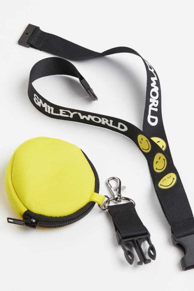 H&M Key Lanyard and Pouch Sportbekleidung Kinder Schwarz | 6308-AWLNS