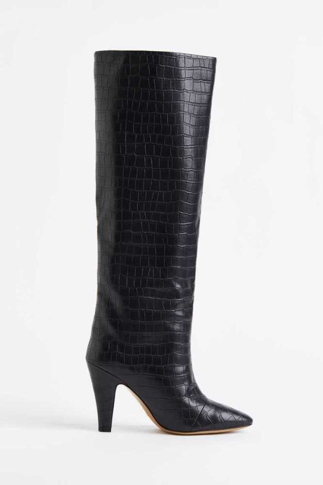 H&M Knee-high Absatz Stiefel Damen Schwarz | 7290-GSJNT