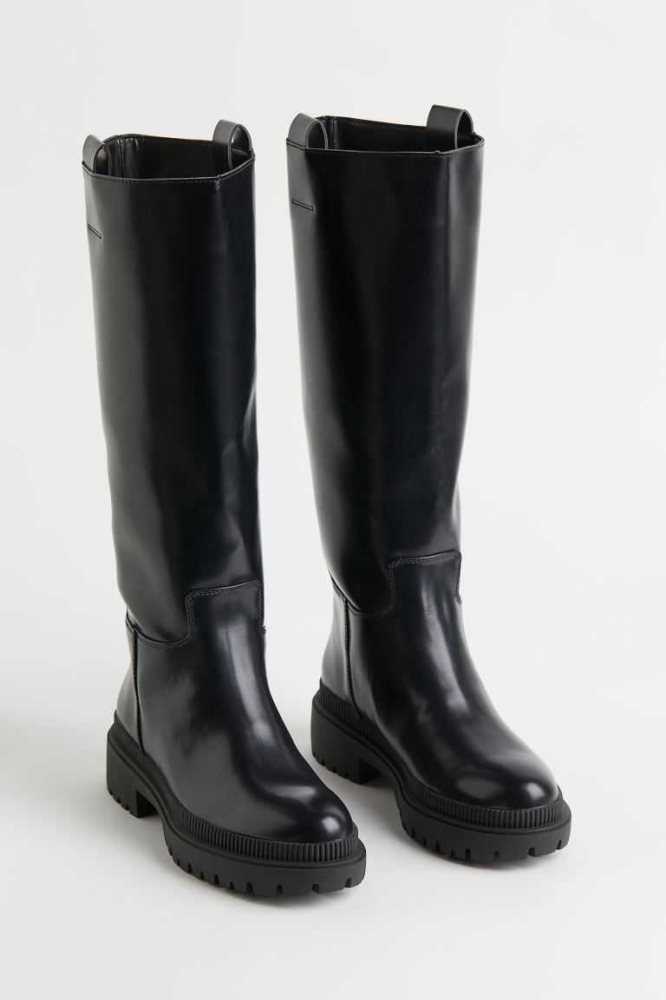 H&M Knee-high Stiefel Damen Grau Braun | 6735-GYIVR