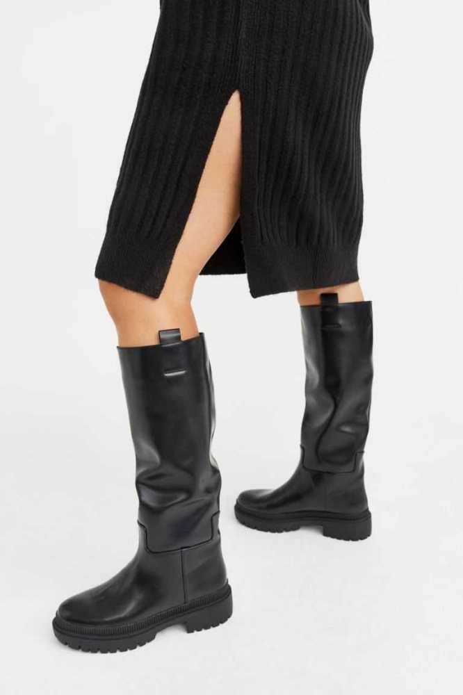 H&M Knee-high Stiefel Damen Grau Braun | 6735-GYIVR