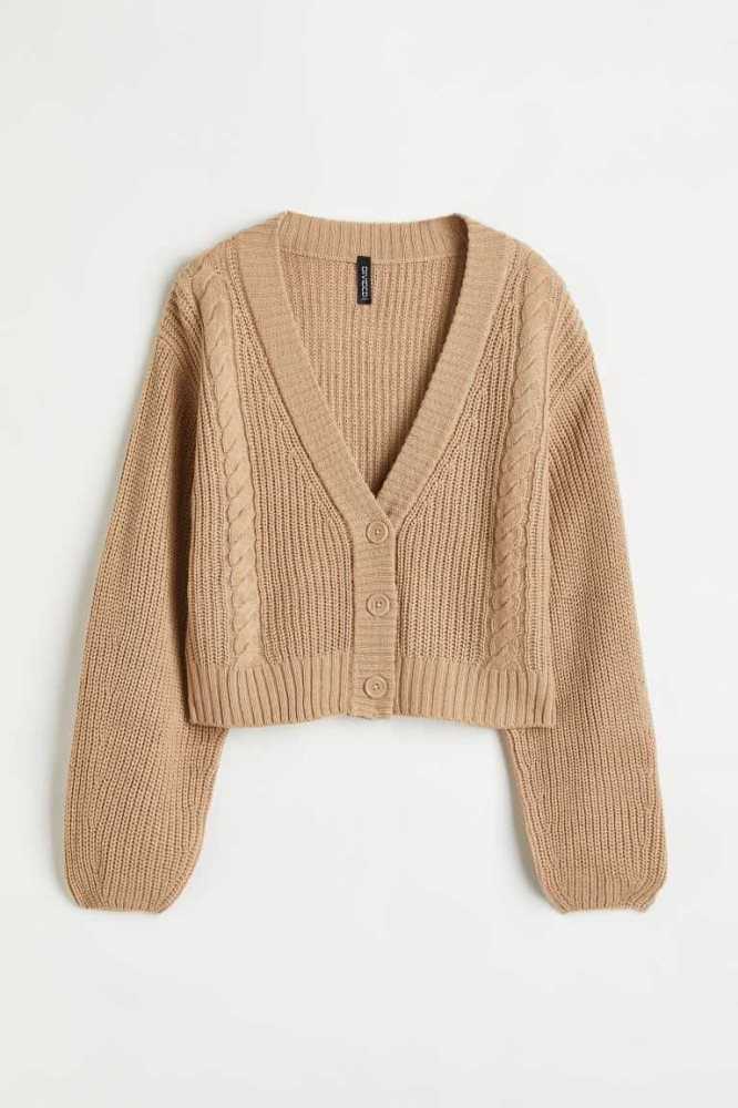 H&M Knit Cardigan Pullover Damen Beige | 0243-ZLRNO