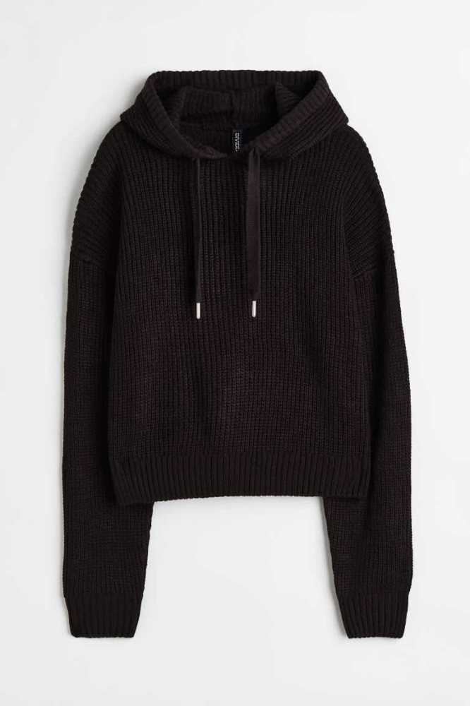 H&M Knit Hoodie Pullover Damen Grau | 5234-GHSIA