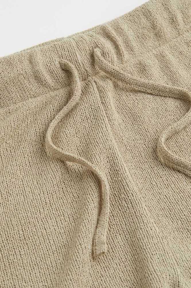 H&M Knit Kurze Hose Damen Hellgrün Beige | 3574-PBKJZ