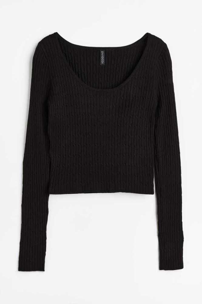 H&M Knit Oberteile Damen Schwarz | 1365-AVBFR