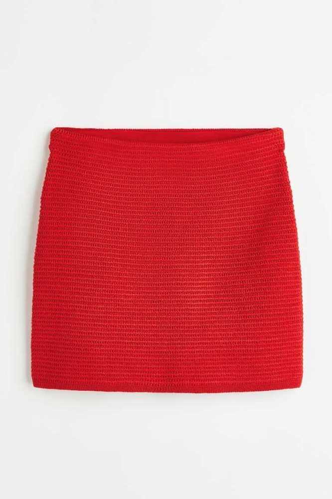 H&M Knit Röcke Damen Rot | 2618-QATEI