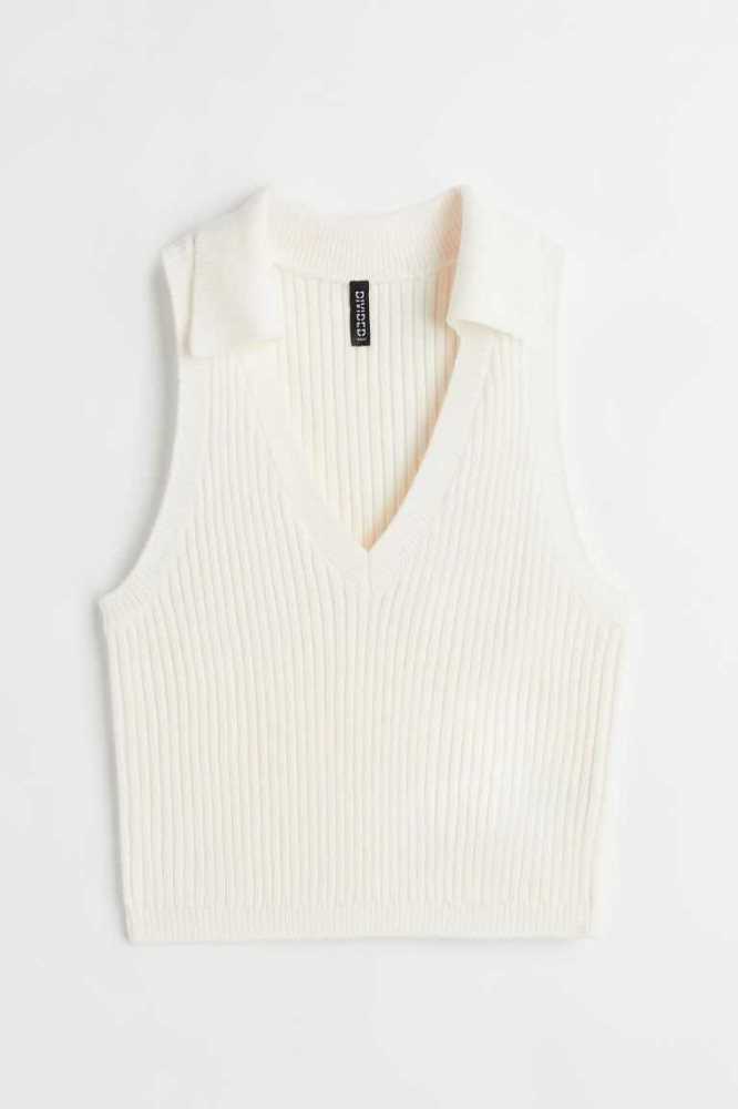 H&M Knit VestCollar Pullover Damen Grün | 5297-DEBIA