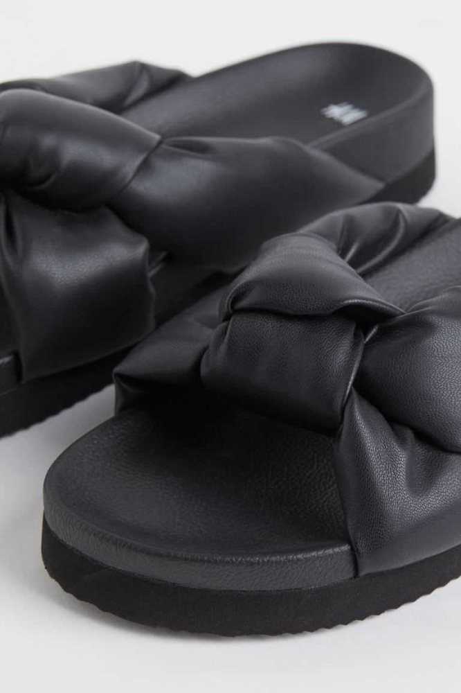 H&M Knot-detail Mules Damen Schwarz | 0621-XJHUR