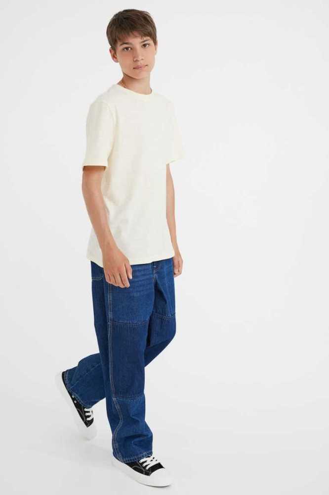 H&M Kompfort Stretch Baggy Fit Jeans Kinder Dunkelblau | 8245-JTCRO