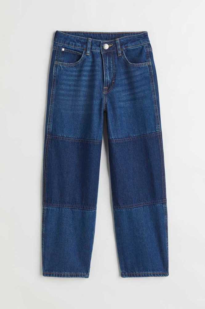 H&M Kompfort Stretch Baggy Fit Jeans Kinder Dunkelblau | 8245-JTCRO