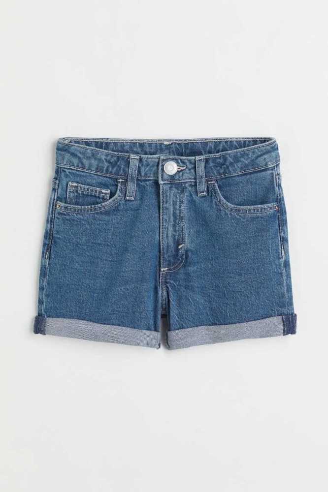 H&M Kompfort Stretch Denim Kurze Hose Kinder Hellblau | 3254-LDZPR