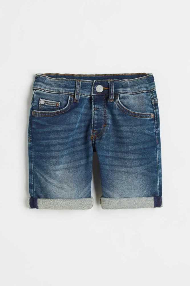 H&M Kompfort Stretch Denim Kurze Hose Kinder Blau | 3806-FRXDB