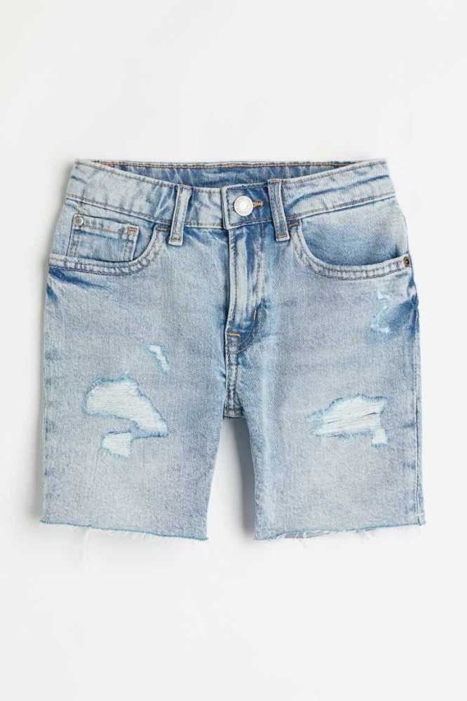 H&M Kompfort Stretch Denim Kurze Hose Kinder Hellblau | 7238-KRTBX