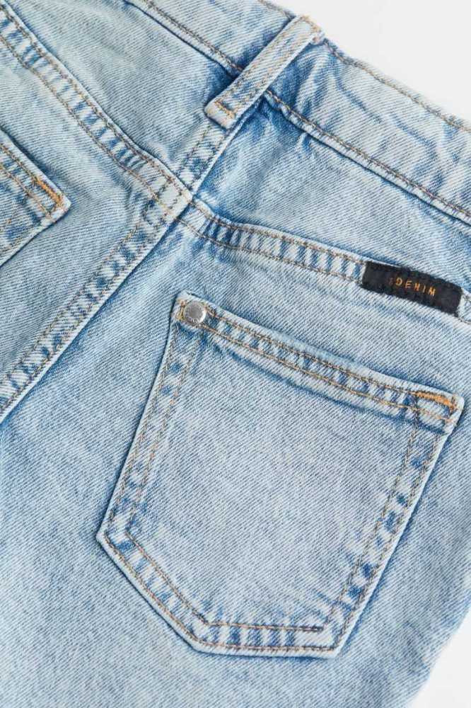 H&M Kompfort Stretch Denim Kurze Hose Kinder Hellblau | 7238-KRTBX