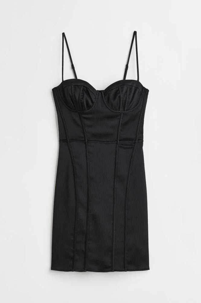 H&M Kurzes Bodycon Kleider Damen Schwarz | 3489-MGICF