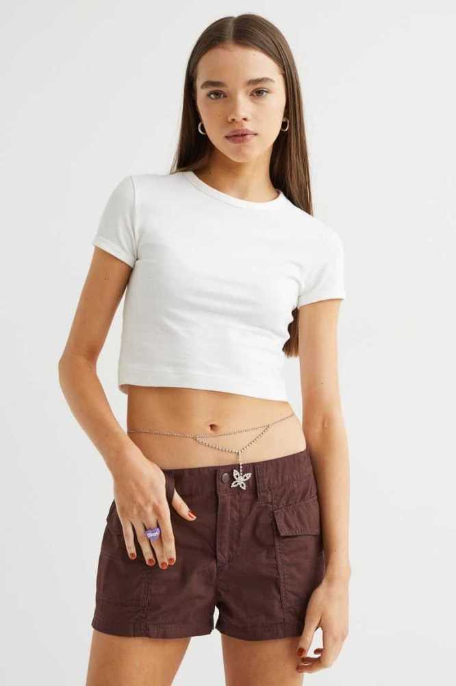 H&M Kurzes Cargo Kurze Hose Damen Weiß | 2146-RUGZV