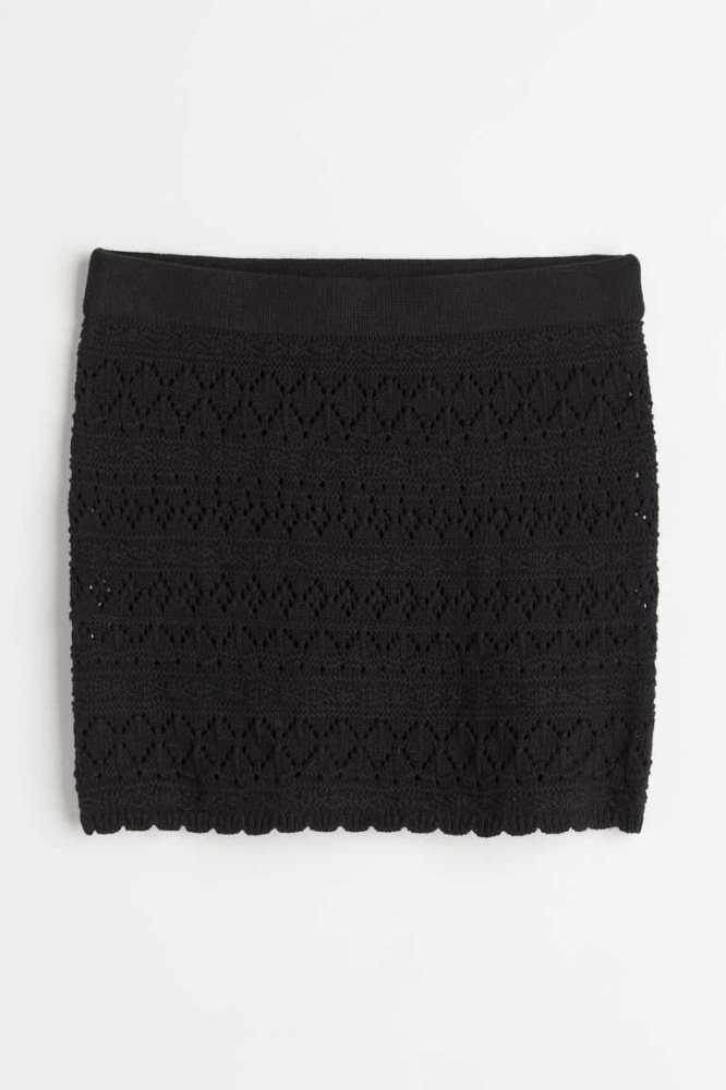 H&M Kurzes Crochet-look Röcke Damen Schwarz | 0341-HIVTA