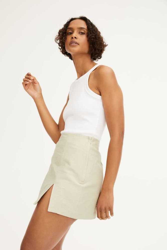 H&M Kurzes Linen-blend Röcke Damen Grün | 2461-HJNXI