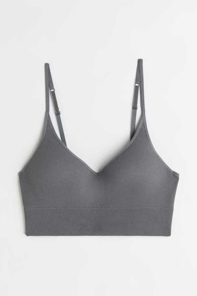 H&M Light Push-up Gerippt Bralette Unterwäsche Damen Weiß | 7945-ZHPDC