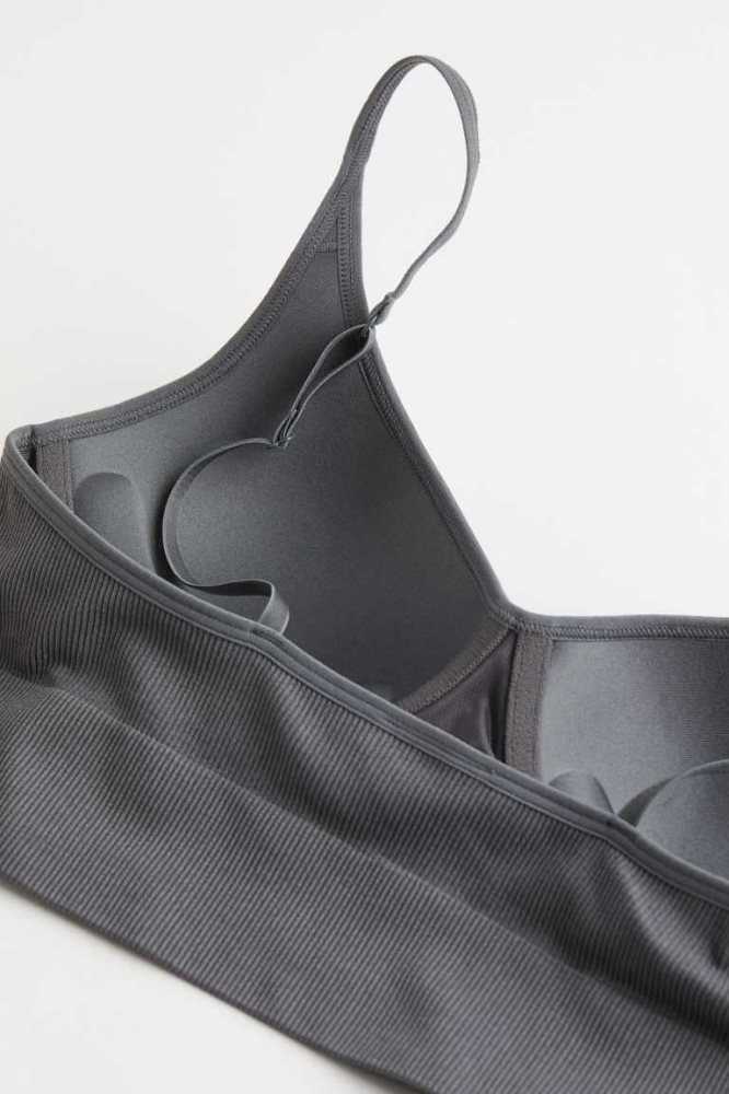 H&M Light Push-up Gerippt Bralette Unterwäsche Damen Weiß | 7945-ZHPDC