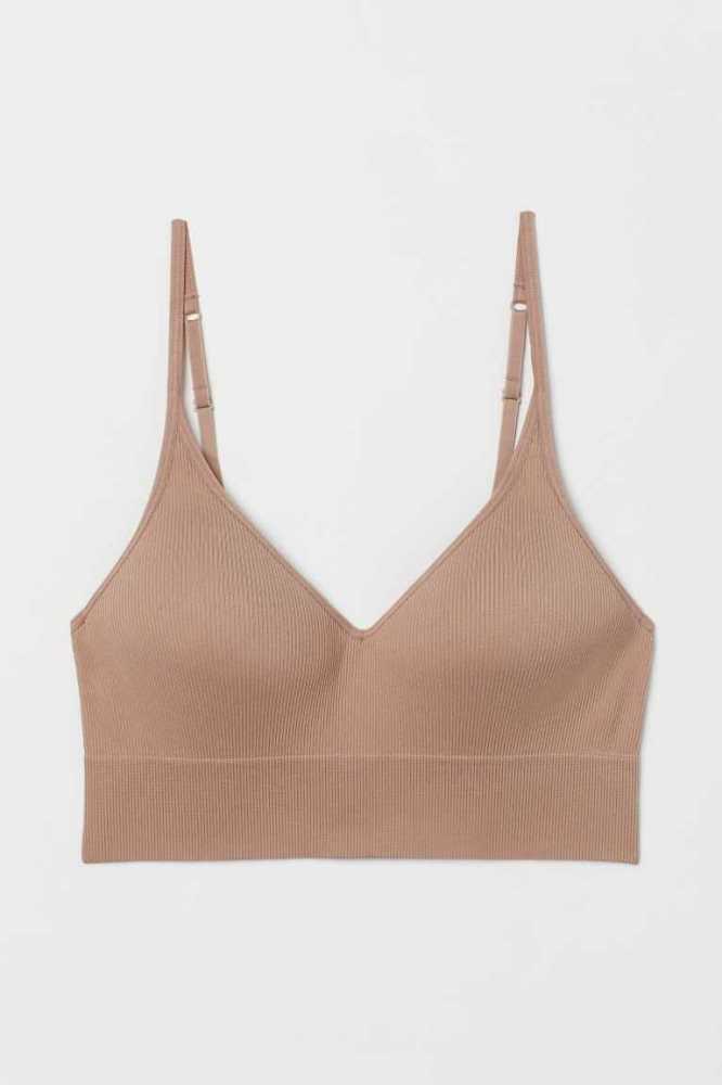 H&M Light Push-up Gerippt Bralette Unterwäsche Damen Weiß | 7945-ZHPDC