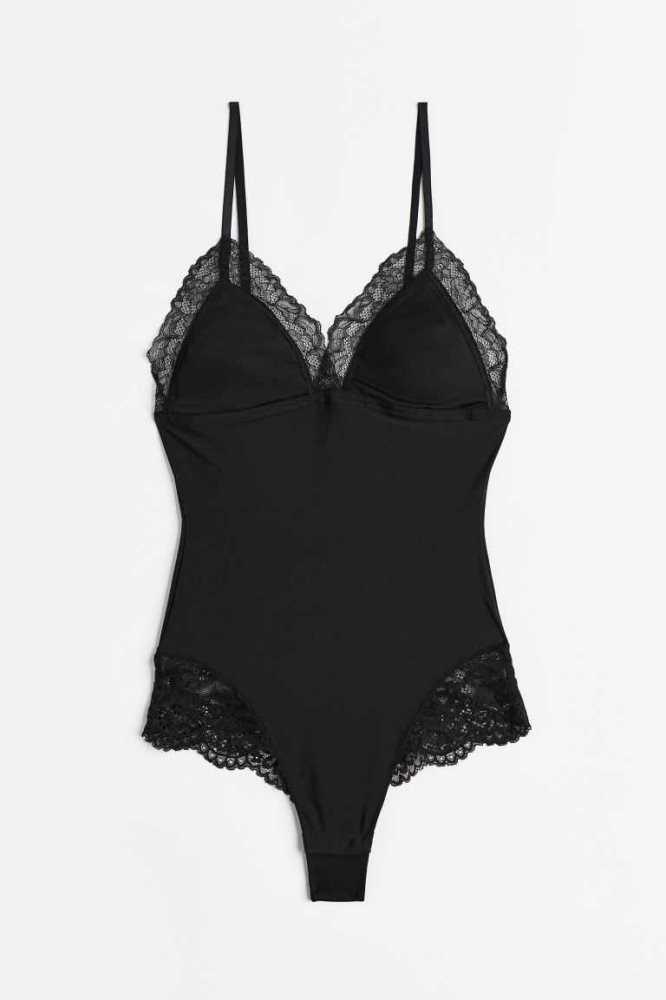 H&M Light Shaping Jersey Bodysuit Oberteile Damen Schwarz | 7962-ZSHBW