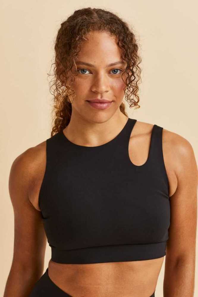 H&M Light Support Sports Bralette Unterwäsche Damen Schwarz | 0963-BKDGS