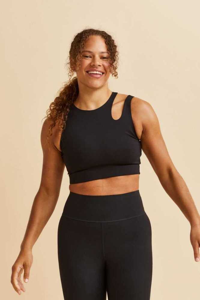 H&M Light Support Sports Bralette Unterwäsche Damen Schwarz | 0963-BKDGS