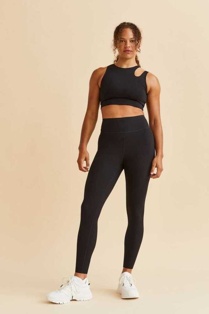 H&M Light Support Sports Bralette Unterwäsche Damen Schwarz | 0963-BKDGS