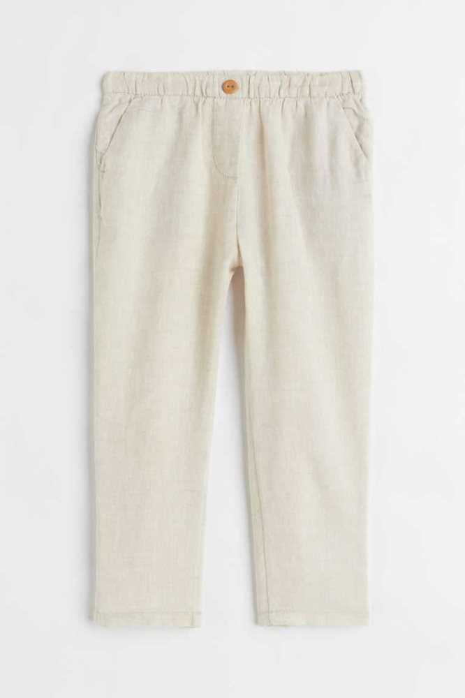 H&M Linen Chinos Hose Kinder Hellbeige | 5908-VSTGZ