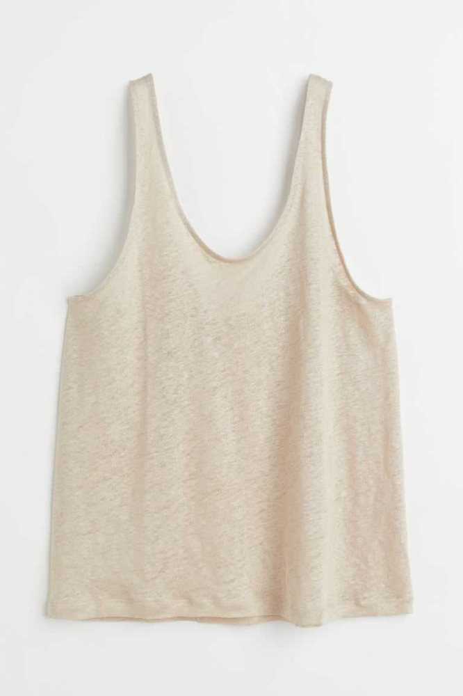 H&M Linen Jersey Tank Oberteile Damen Hellbeige | 6821-HKJDC