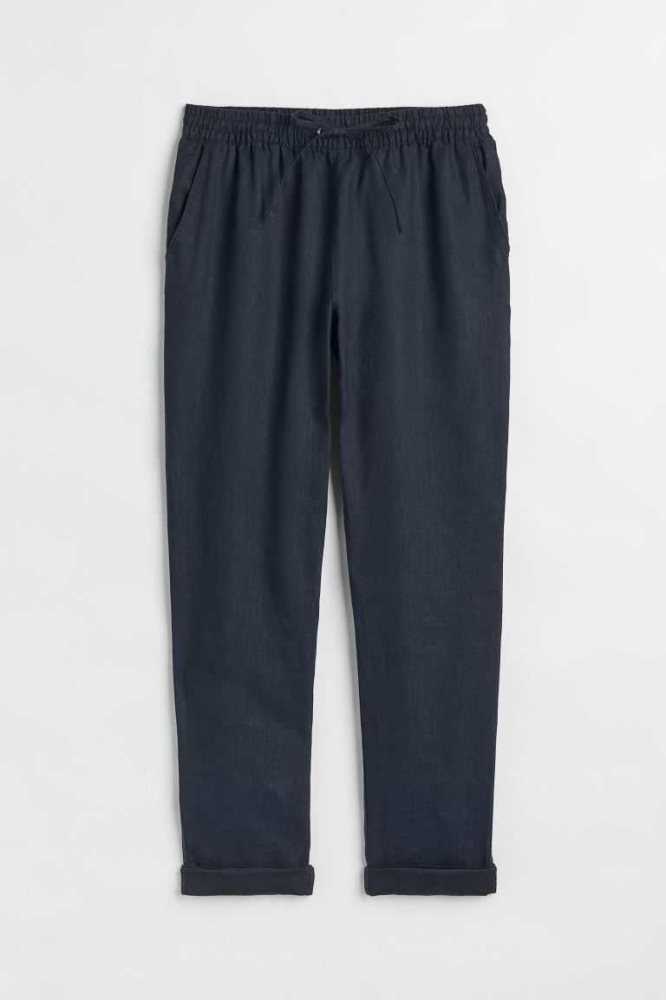 H&M Linen Joggers Hose Damen Blau | 0643-JGBOX