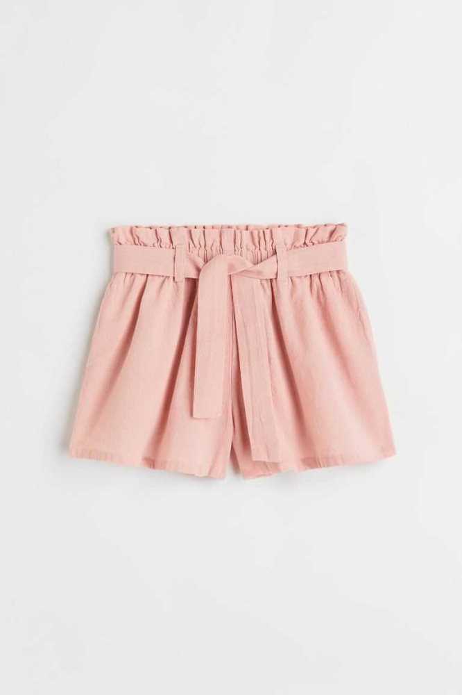 H&M Linen-blend Kurze Hose Kinder Dunkelrosa | 6908-ZOMQD