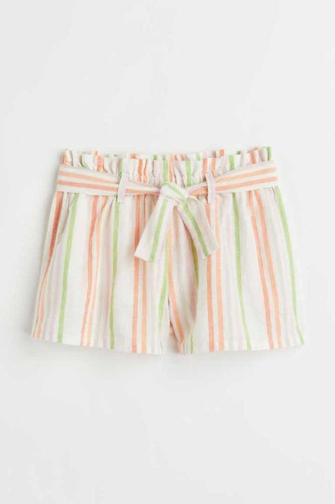 H&M Linen-blend Kurze Hose Kinder Dunkelrosa | 6908-ZOMQD