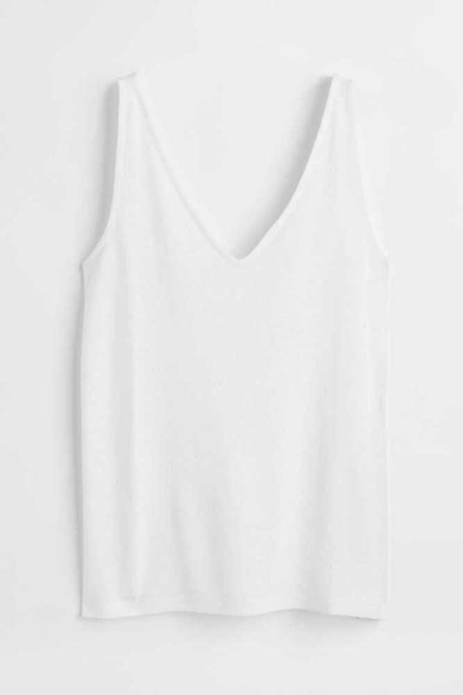 H&M Linen-blend Tank Oberteile Damen Weiß | 7453-DNYRP