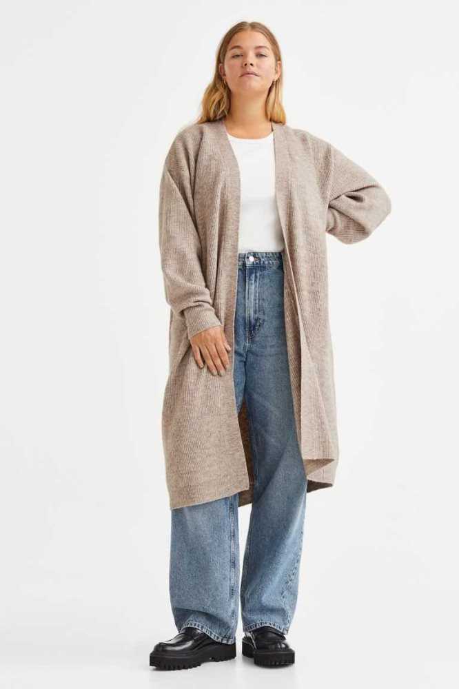 H&M Long Cardigan Pullover Damen Grau | 9104-MJDRG