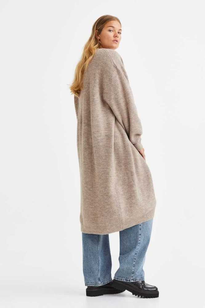 H&M Long Cardigan Pullover Damen Grau | 9104-MJDRG