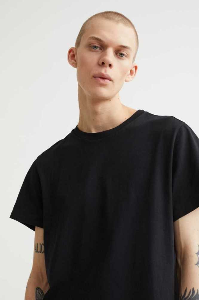 H&M Long Fit T-shirts Herren Dunkelgrau | 9720-XGBWH