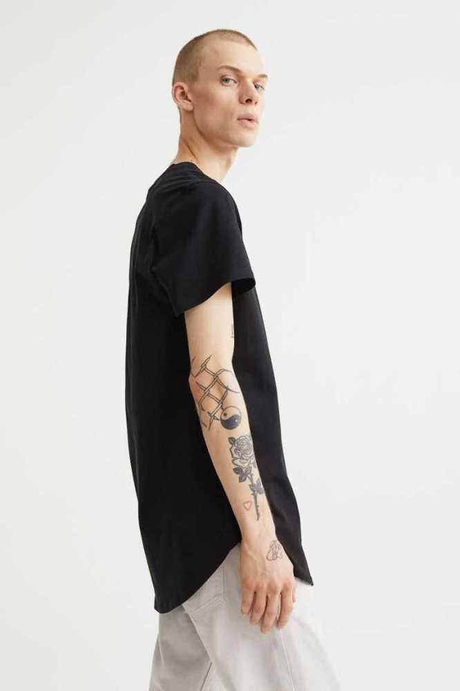 H&M Long Fit T-shirts Herren Dunkelgrau | 9720-XGBWH