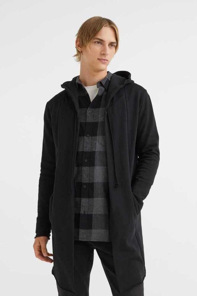 H&M Long Mit Kapuze Cardigan Hoodie Herren Grau | 6475-MWDIH