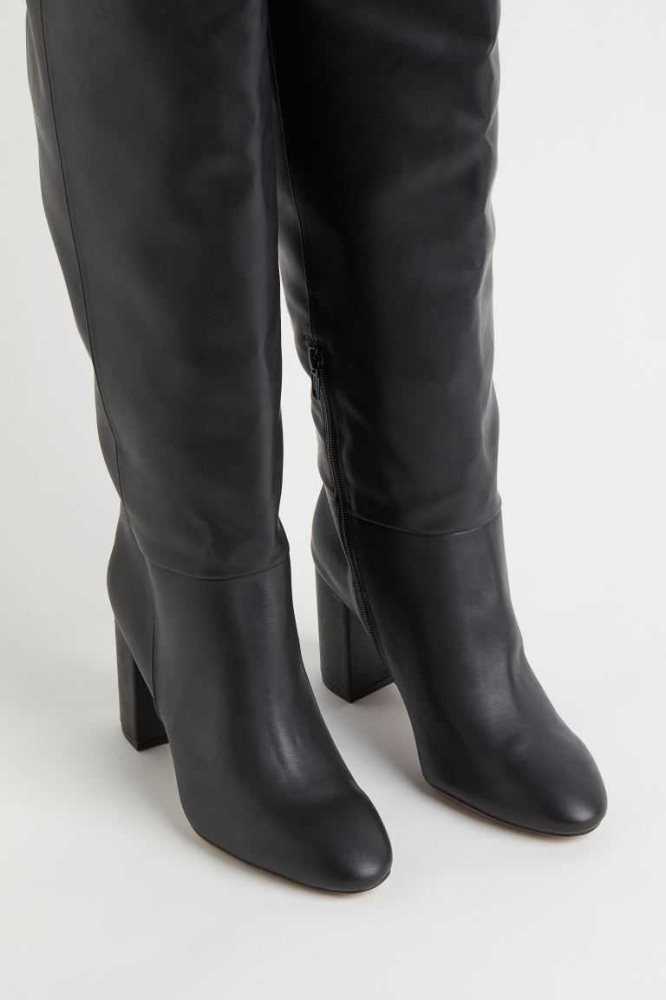 H&M Long Stiefel Damen Schwarz | 3705-FDOMP