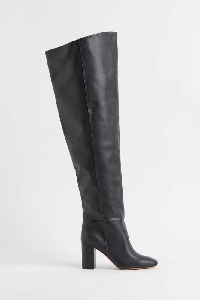 H&M Long Stiefel Damen Schwarz | 3705-FDOMP