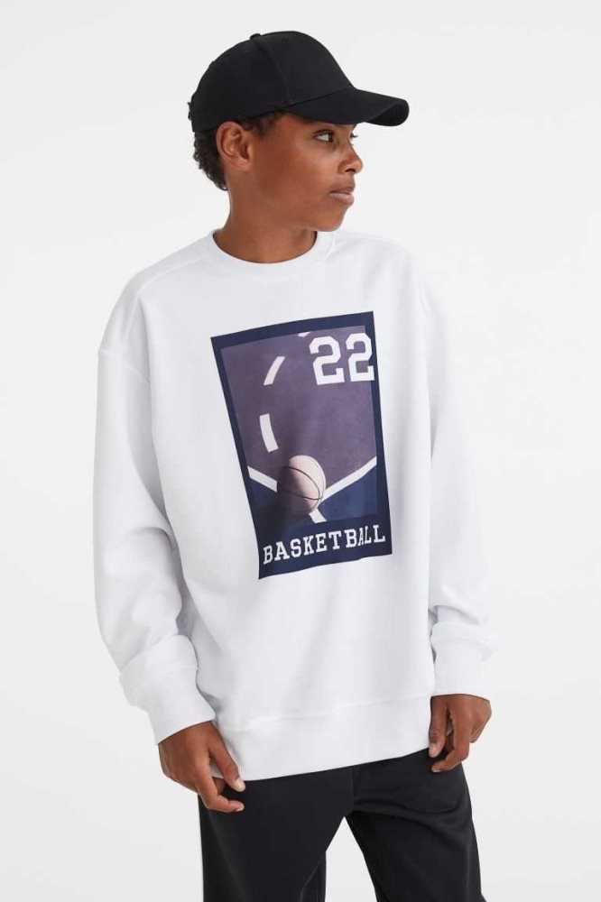 H&M Long-sleeved Basketball Sportbekleidung Kinder Weiß | 1658-RUTVZ