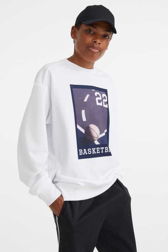 H&M Long-sleeved Basketball Sportbekleidung Kinder Weiß | 2465-PAHXB