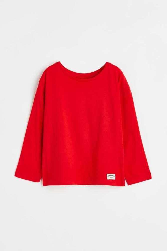 H&M Long-sleeved Baumwoll Oberteile Kinder Rosa Hellrosa | 7023-UDYSX